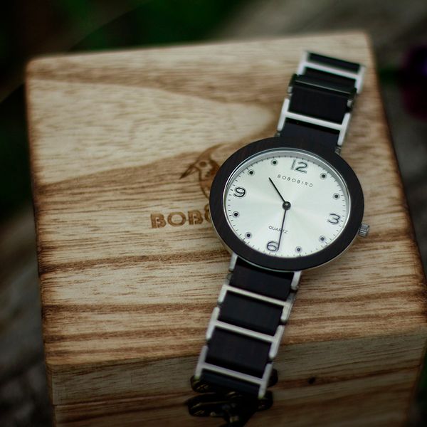 

bobo bird men's watch waterproof ultra thin wood watches japanese quartz wooden couples stainless steel timepiece c-s16, Slivery;brown