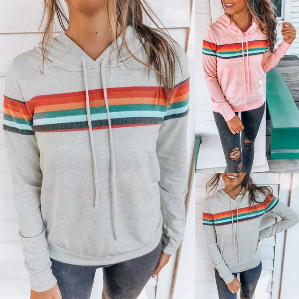 

casual fashion striped printed patchwork women pullovers casual sweatshirts women hoodies womenl sweatshirt for, Black