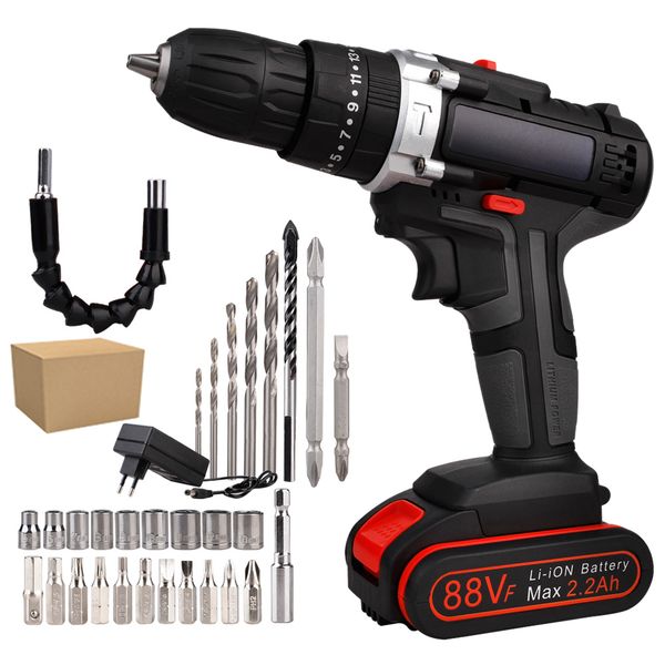 

20v 2 speed cordless hammer impact drill screwdriver with case high/low 2-speed variable support forward reverse driving drills