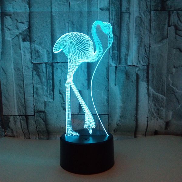 

foreign trade new pattern flamingo 3d small night-light colorful touch 3d led vision lamp interior decoration 3d small desk lamp
