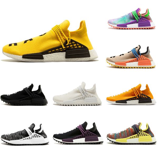 

new arrival yellow human race trail running shoes white holi orange blue gream men women pharrell williams hu runner sports sneakers 36-45