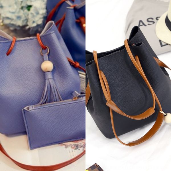 

women's hipster portable shoulder slanting belt bucket wooden beads bucket bag fashion women's bag, White