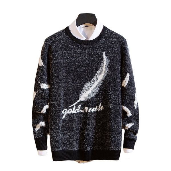 

men's sweater autumn winter new casual christmas sweater man plush pattern thicken knitted pullovers fashion slim fit male, White;black