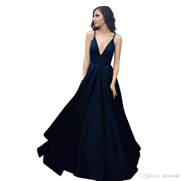 

2019 новые сексуальные вечерние платья с открытой спиной vestidos de fiesta глубокий v-образным вырезом спагетти ремни line пром платья на ш, Black;red