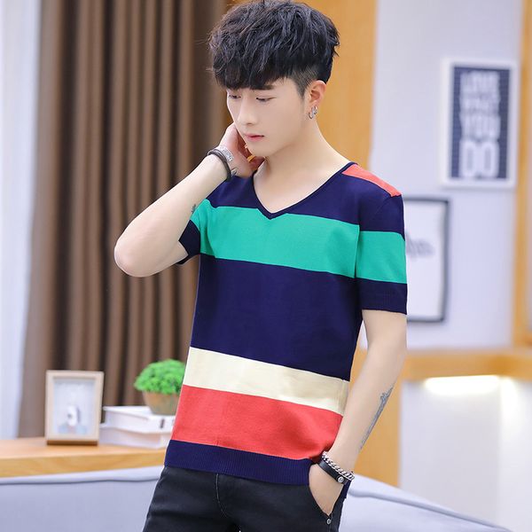 

mens sweaters green orange slim fit leisure v-neck short sleeve sleeve spring autumn men sweater fall sweater, White;black