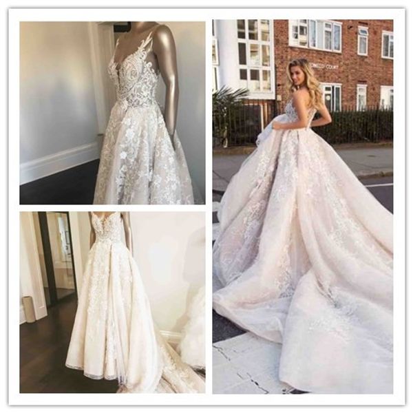 

mila nova karen коллекция 2019 свадебные платья без рукавов vestidos de novia кружева свадебные платья кружева аппликация на заказ линии сва, White