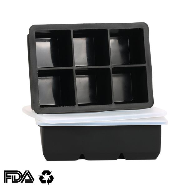 

6 сетка большой кубик льда плесень с крышкой квадратный силиконовый лоток для льда плесень diy коктейль виски кубик льда maker party supplie