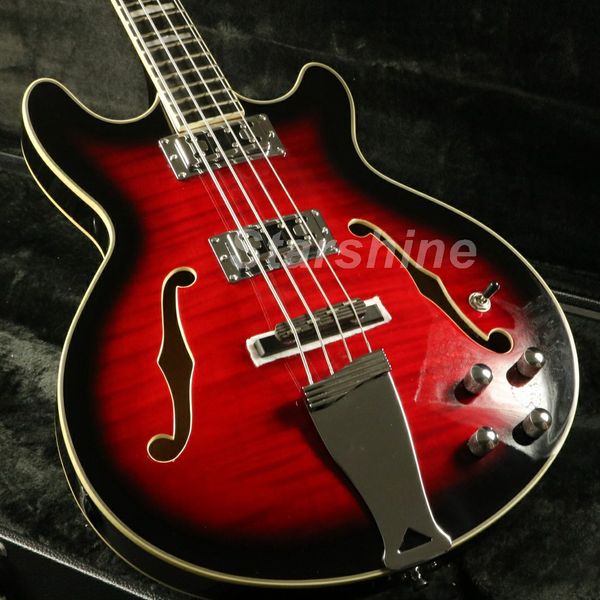 

jbbpgsr4078 semi hollow body 335 electric bass guitar korea hardware flamed maple veneer