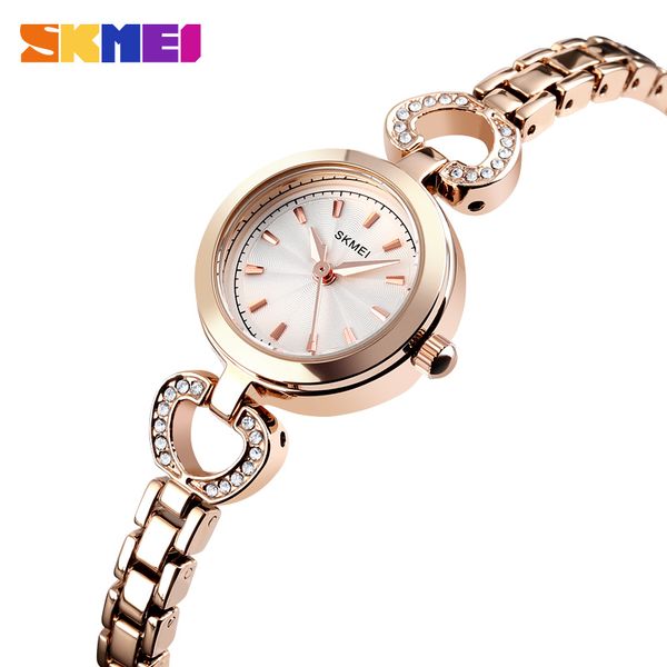 

skmei luxury women watches quartz wristwatches fashion casual simple 3bar waterproof alloy band ladies watch reloj mujer 1408, Slivery;brown