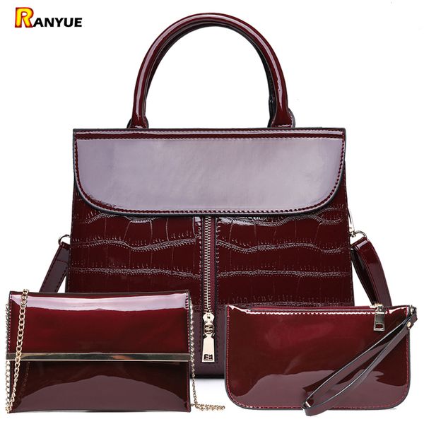 

роскошные лакированные кожаные сумки женские сумки дизайнерский бренд известный тотализатор + женские сумки через плечо + клатч кошелек сумк