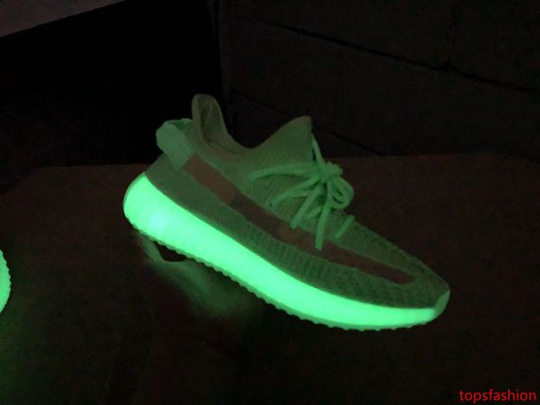 

v2 kanye west 2019 gid glow в dark clay правда форма hyperspace мужские светоотражающие кроссовки женщины спорт дизайнерские тапки