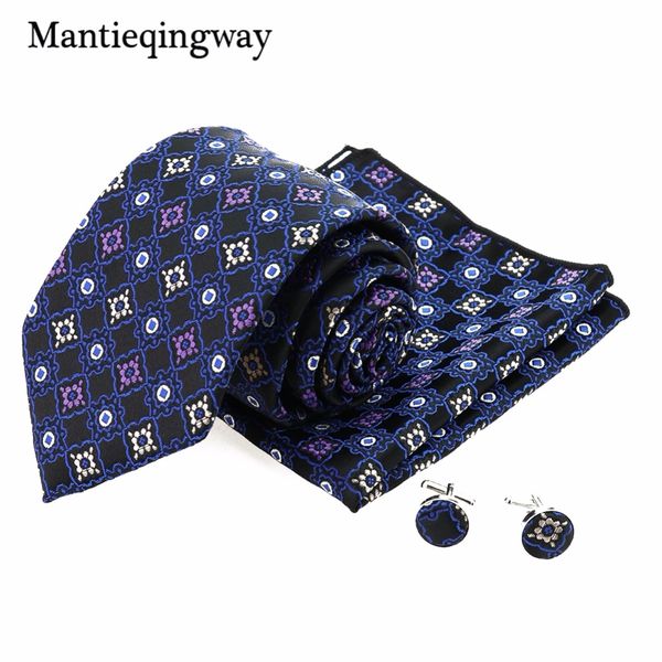 

mantieqingway мужские галстуки устанавливает цветочные печатные галстуки носовой платок запонки набор карманный квадратный галстук для мужчи, Blue;purple