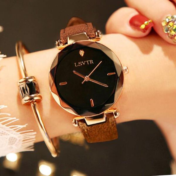 

2019 watch women exquisite luxury diamond quartz ladies watch fashion leather wristwatch women watches saat relogio feminino, Slivery;brown