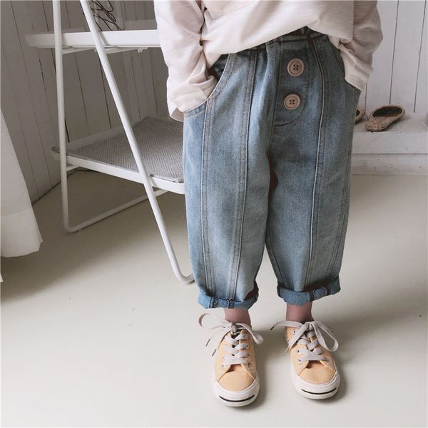 

children harem pants 2019 fashion spring baby girls boys jeans girls casual denim pants, Blue