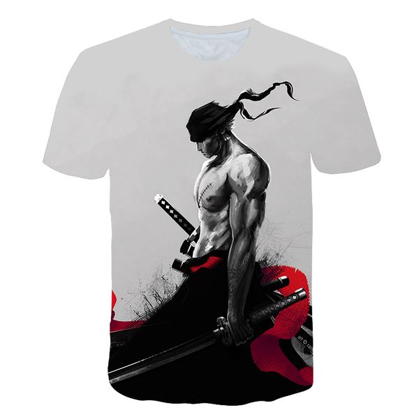 

новые моды для женщин / мужчин одна часть roronoa zoro короткие рукава смешно 3d печати футболка летняя повседневная одежда топ тройники k43, White;black