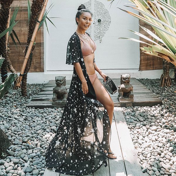 

beach pareos woman women swimwear womens summer dresses cover up women's 2020 chiffon lengthened coastal skirt print acetate, White;black