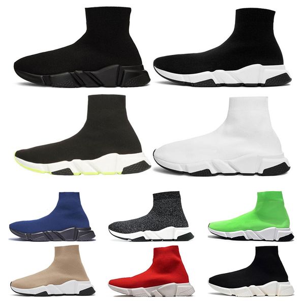 

fashion men women speed trainer sock shoes black white red glitter pink blue casual shoes women runner size 36-45