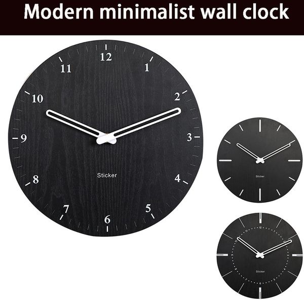 

3d diy large number sticker wooden wall clock modern design easy to read watch time big wall clock home decorative clocks @30