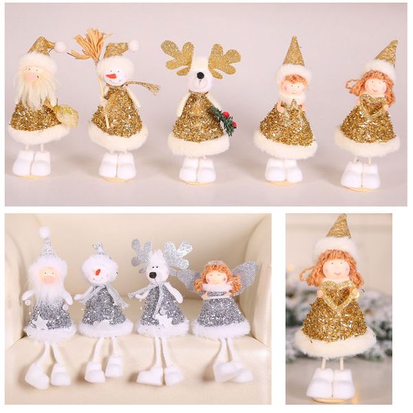

gliter украшения рождественской елки подвеска мини золото серебро xmas подвеска плюшевые симпатичные куклы украшения висячие украшения подар