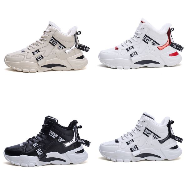 

new winter men's boots fashion thick bottom non-slip warm winter shoes for men fur warm ankle snow boots footwear male sneakers, Black