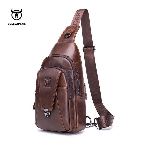 

bullcaptain высокого качества мужчин из натуральной кожи коровьей vintage chest back pack путешествия моды креста тела messenger плеча мешок