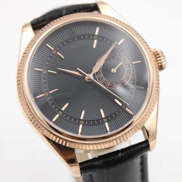 

2019 automatic cellini series mens watch black dial 18k rose gold leather band watches sapphire 39mm mechanical noble wristwatches, Slivery;brown