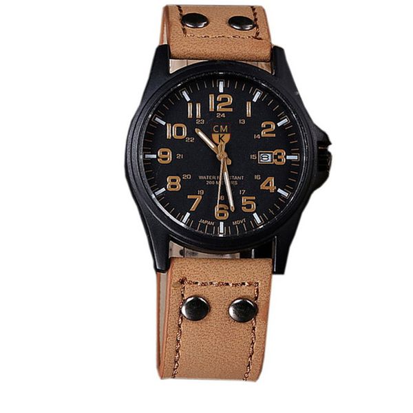 

cmk brand men watch new mans clock men's date leather strap watches sport quartz wristwatch relatio masculine 4 color, Slivery;brown