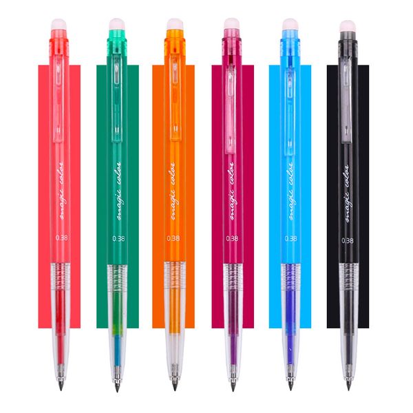 

m&g 6 colors cute kawaii retractable erasable pen 0.38mm gel ink color pens writes erases heat vanish transfer school supplies