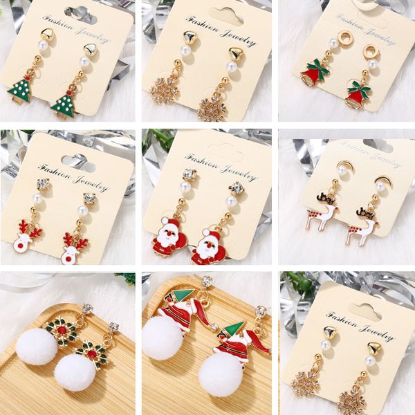 

christmas earrings for women cute charm long earrings for girls paired xmas female jewelry hook short earing paired xmas gifts, Silver