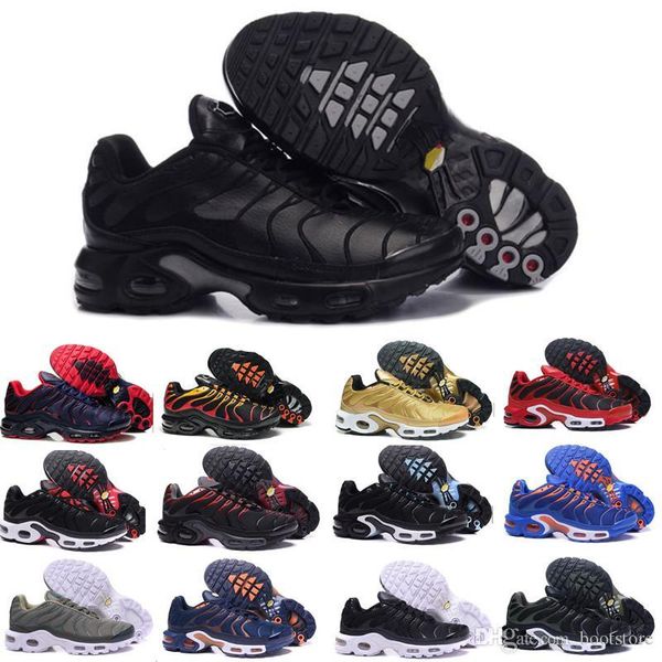 

Скидка высокое качество спортивная повседневная обувь новый TN мужчины черный белый красный мужские дышащие кроссовки Бегун человек тренеры теннисные туфли