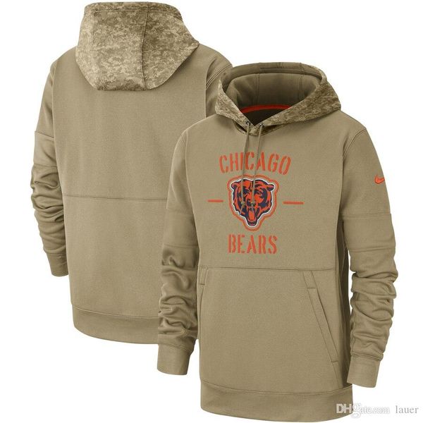 

new mens women kid chicago bears tan vintage sweatshirt 2019 salute to service sideline therma pullover hoodie, Blue;black