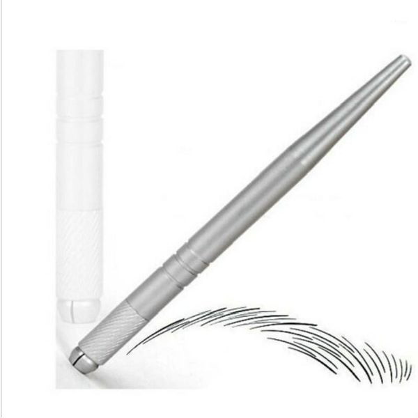 

wholesale-100pcs silver professional permanent makeup pen 3d embroidery makeup manual pen tattoo eyebrow microblade
