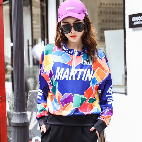 

2019 spring new fashion women print long sleeve casual sweatshirt women streetwear loose pullovers tide brand sweatshirts, Black