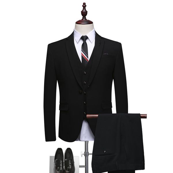

высокое качество мужчины формальные костюмы азиатский размер 3xl мужчины блейзер куртка и брюки и жилеты бизнес банкет свадебный костюм 3шт, White;black