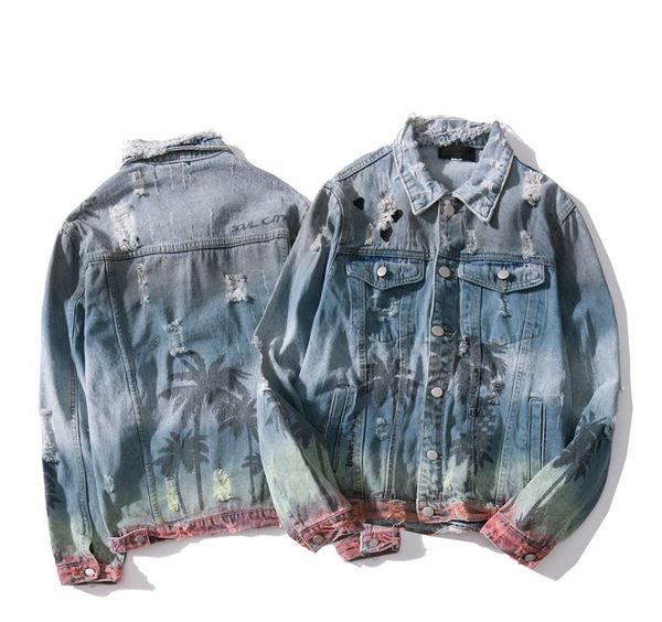 

new brand mens jean coat designer hole jacket street hip hop fashion leisure wild men women jacket classic classic hand-painted coats, Black;brown