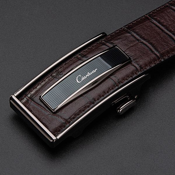 

ciartuar leather belt automatic buckle belts for mens cow genuine leather men belt fashion strap, Black;brown