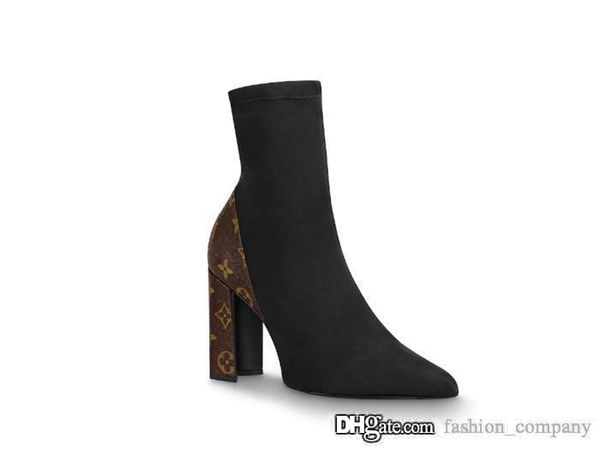 

stretch high heel sock boots, womens matchmake ankle boot with plain toe blended and black textile sturdy block heels
