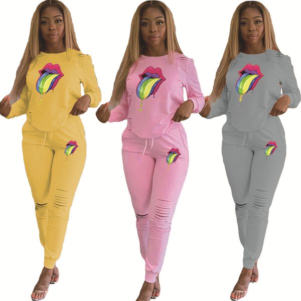 

Розовые Женские Спортивные Костюмы Спортивный Набор Большой язык Тренировочный