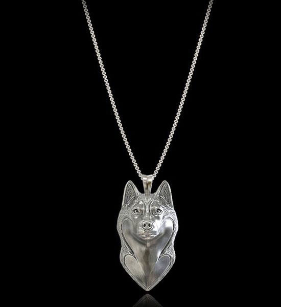 

g.sky summer fashion alaskan malamute necklace cartoon siberian husky dog pendant jewelry silver/gold colors plated