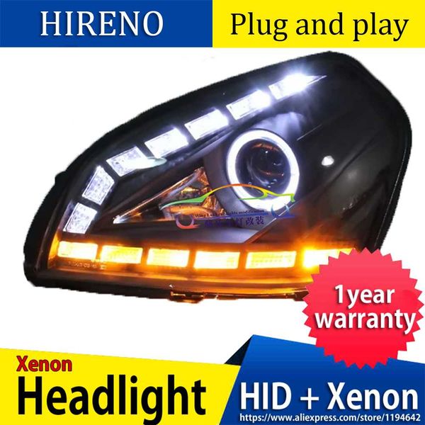 

car styling head lamp case for tucson 2005-2009 headlights led headlight drl lens double beam bi-xenon hid accessories