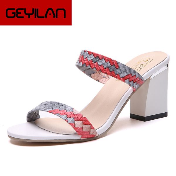

new arrival women summer slippers pu mixed color high heel fashion women slippers office lady formal shoes, Black