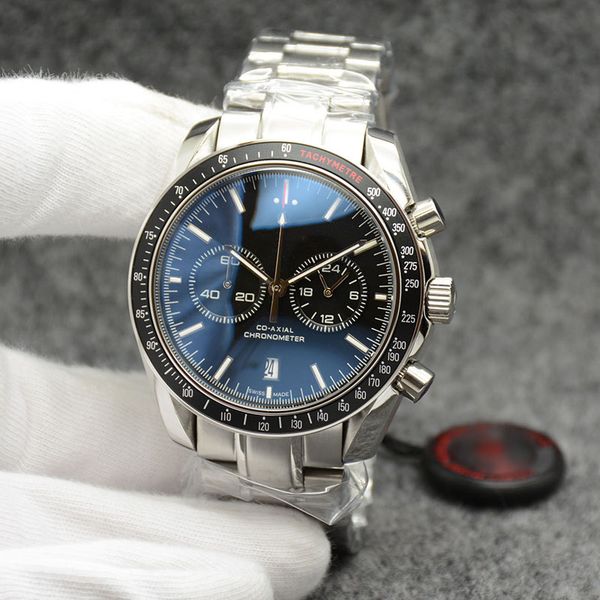 

outdoor men watch 44 quartz chronograph tagheure mens watches wrtistwatches black dial with a black ring showing red tachymeter markings, Slivery;brown