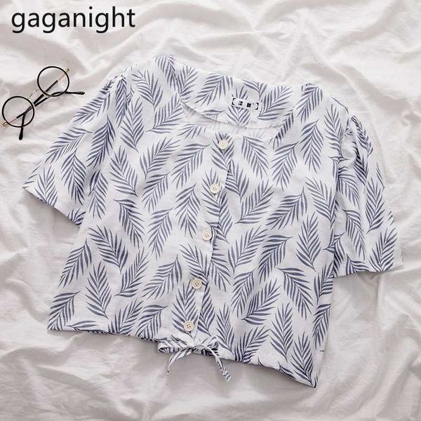 

women's blouses & shirts gaganight summer fashion women short blouse chic korean lady shirt single breasted vintage print female cardig, White