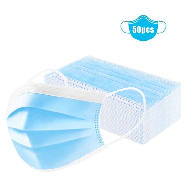 

dhl ship 20 1pcs 3 layer non woven mouth masks earloop dust filter face blue breathable safety mask nauc