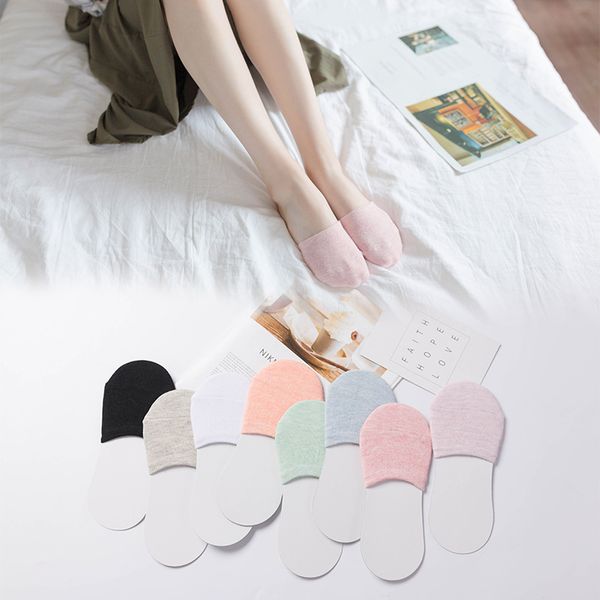 

2018 women simple solid sock slippers half grip foot toe socks summer thin invisible socks feet women's fashion socking female, Black;white