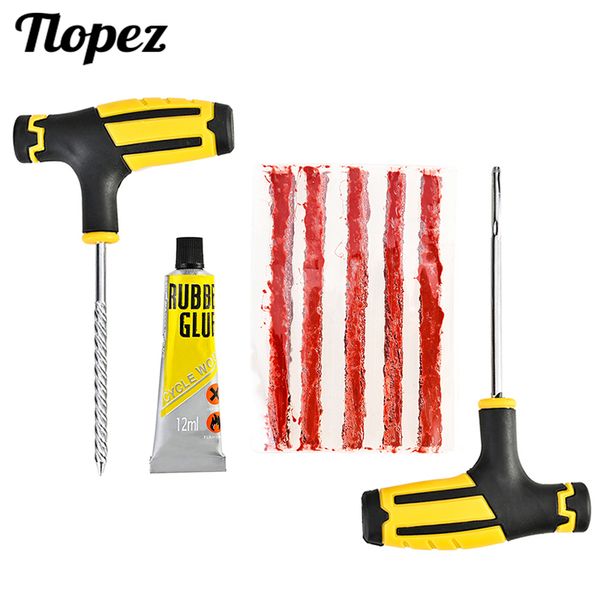 

car tire repair tools t-handle tire plug kit tubeless tyre puncture repair plug for car truck motorcycle wheel kit
