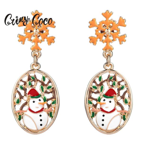 

cring coco korean jewelry fashion gold color hollow out drop earrings modern female hanging dangle christmas snowman earring, Silver