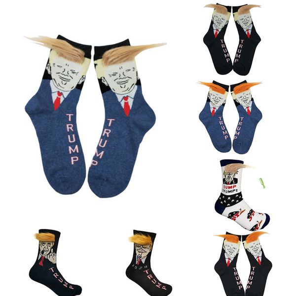 

mens designer cotton socks donald trump socks with 3d fake hair comb funny sock decompression socks 7 colors wholesale