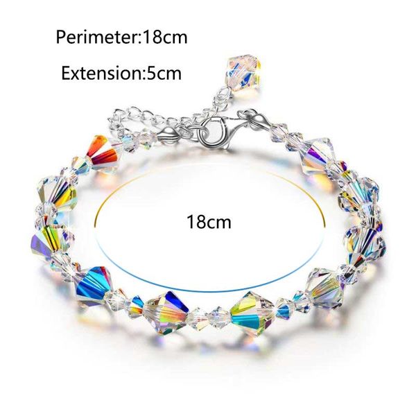 

luxury exquisite aurora square geometric polygon bead crystals bracelet women females tennis bracelet charm jewelry accessory, Black