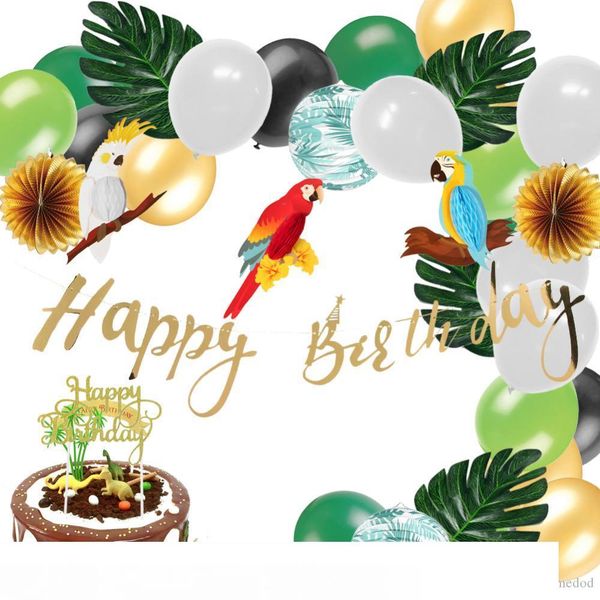 

jungle party decoration set honeycomb parrot happy birthday banner cake er palm leaves paper lantern balloons safari shower